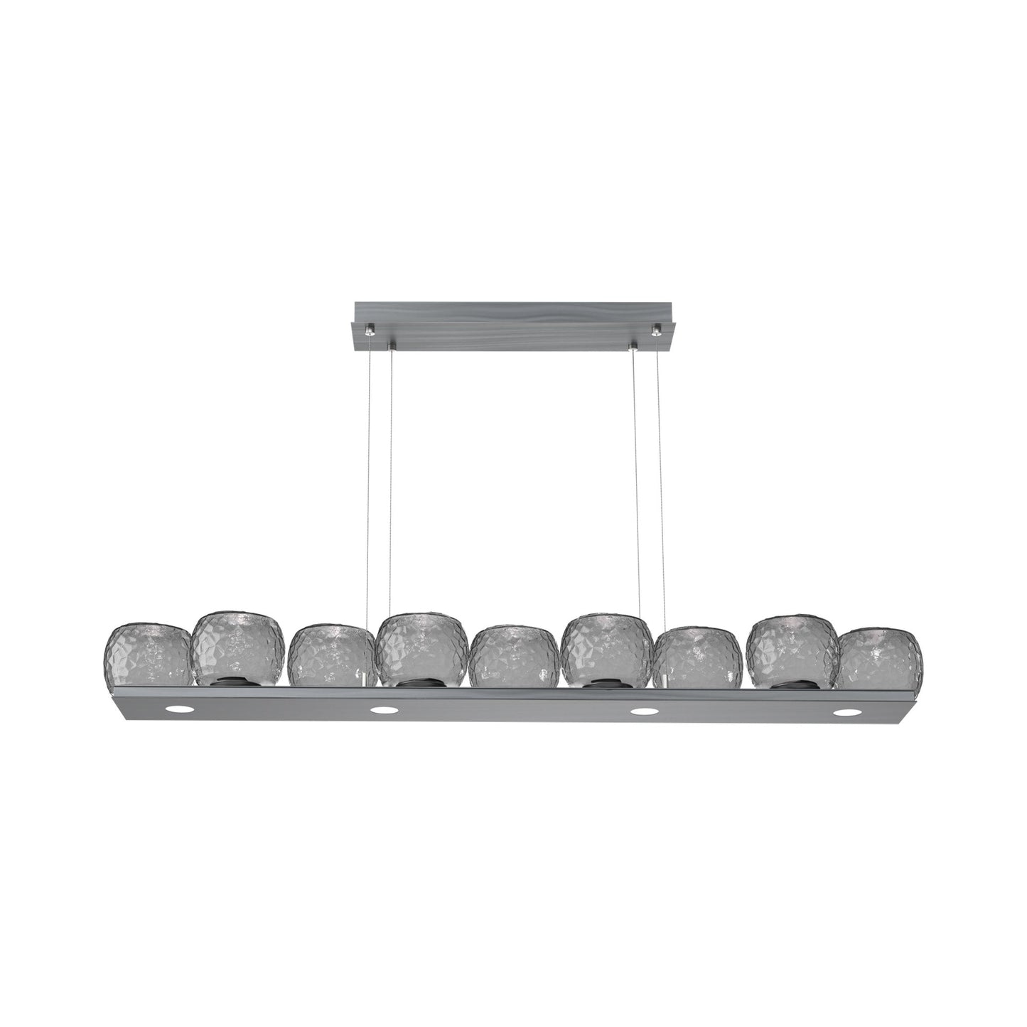 Vessel Linear LED Chandelier in Gunmetal/Smoke Blown Glass.