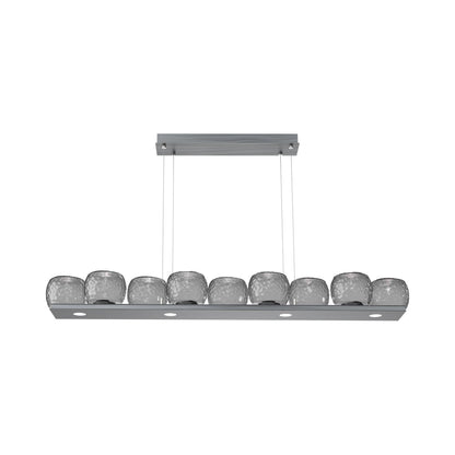 Vessel Linear LED Chandelier in Gunmetal/Smoke Blown Glass.