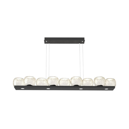 Vessel Linear LED Chandelier in Matte Black/Amber Blown Glass.