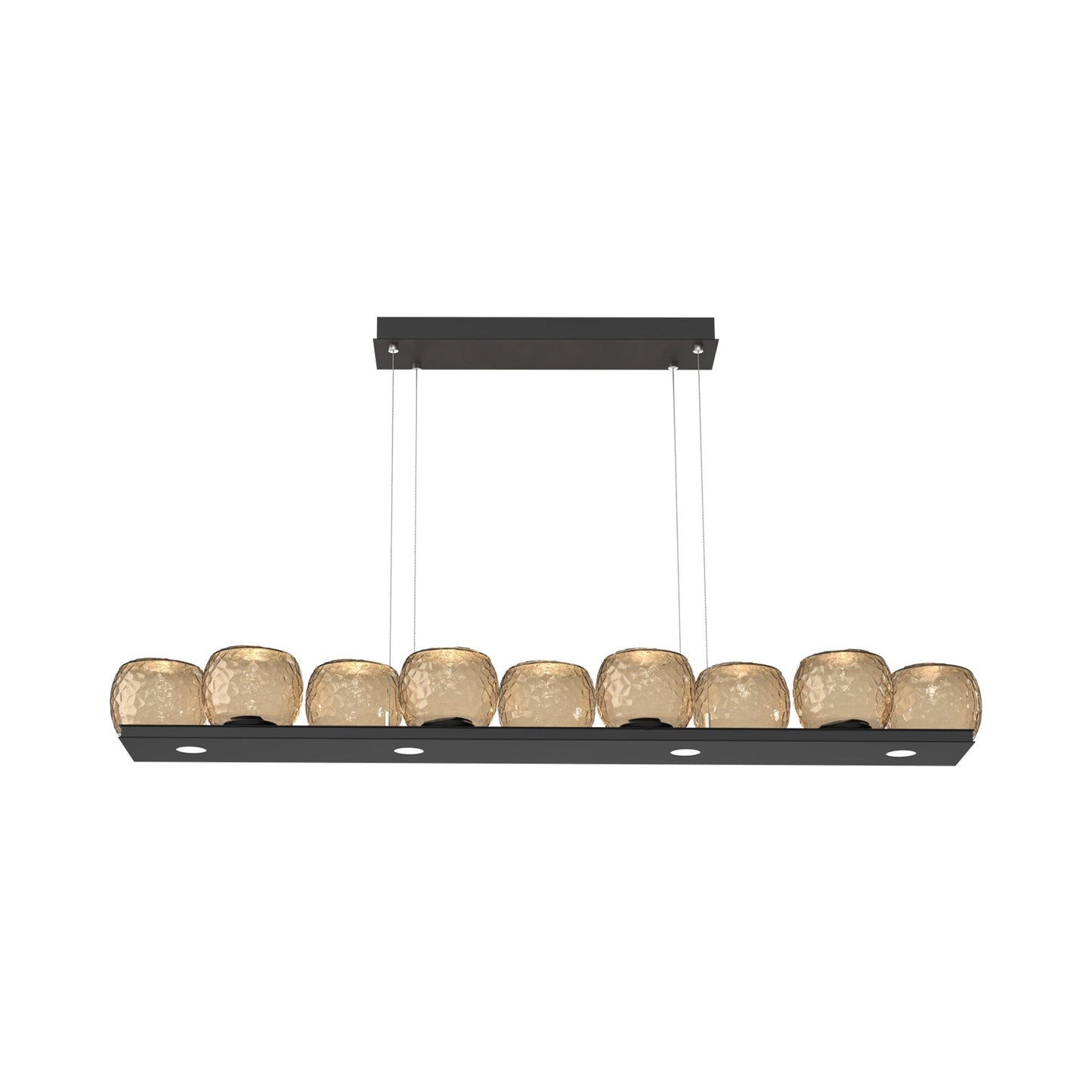 Vessel Linear LED Chandelier in Matte Black/Bronze Blown Glass.