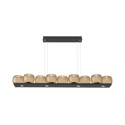 Vessel Linear LED Chandelier in Matte Black/Bronze Blown Glass.