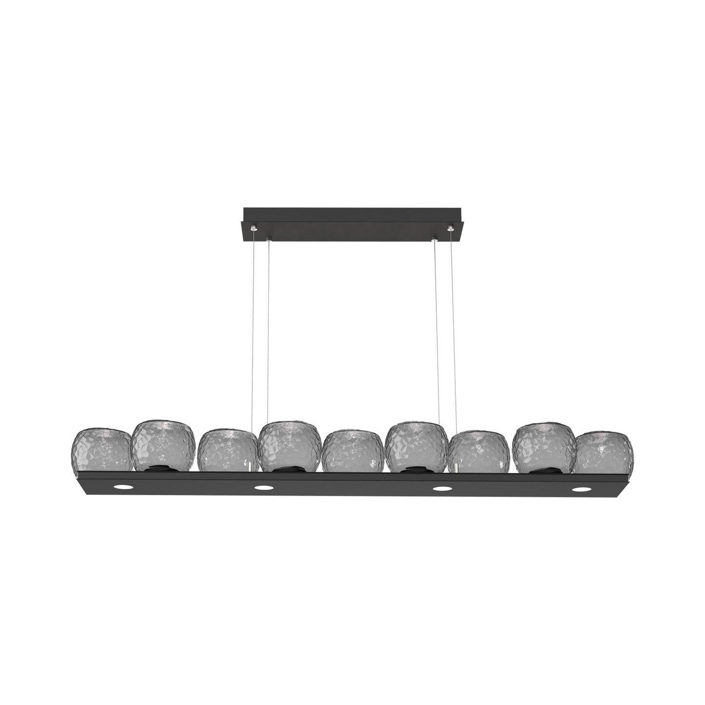 Vessel Linear LED Chandelier in Matte Black/Smoke Blown Glass.