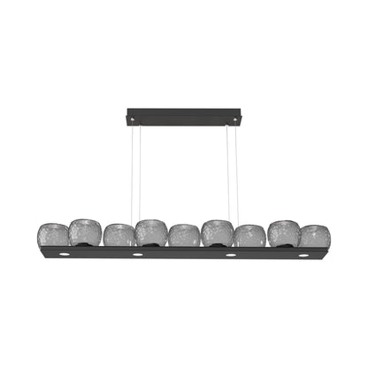Vessel Linear LED Chandelier in Matte Black/Smoke Blown Glass.