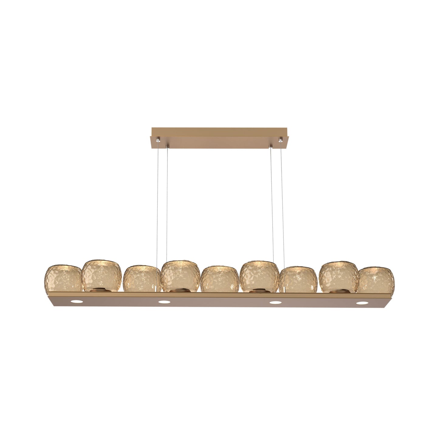 Vessel Linear LED Chandelier in Novel Brass/Bronze Blown Glass.