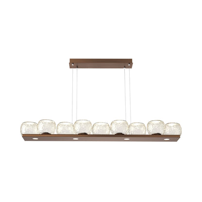 Vessel Linear LED Chandelier in Oil Rubbed Bronze/Amber Blown Glass.