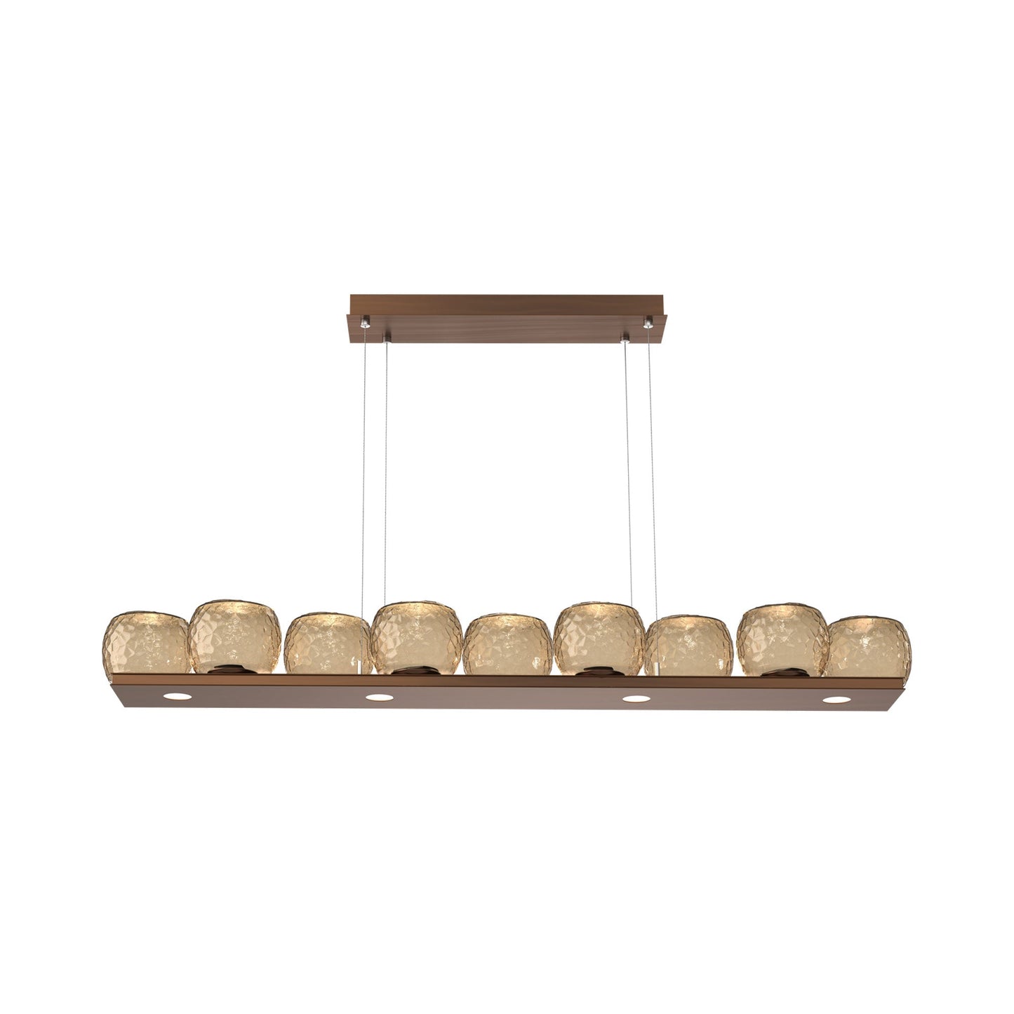 Vessel Linear LED Chandelier in Oil Rubbed Bronze/Bronze Blown Glass.