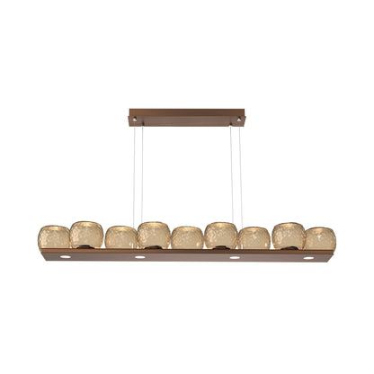 Vessel Linear LED Chandelier in Oil Rubbed Bronze/Bronze Blown Glass.