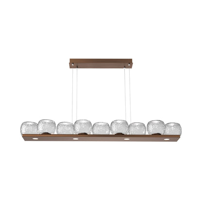 Vessel Linear LED Chandelier in Oil Rubbed Bronze/Clear Blown Glass.