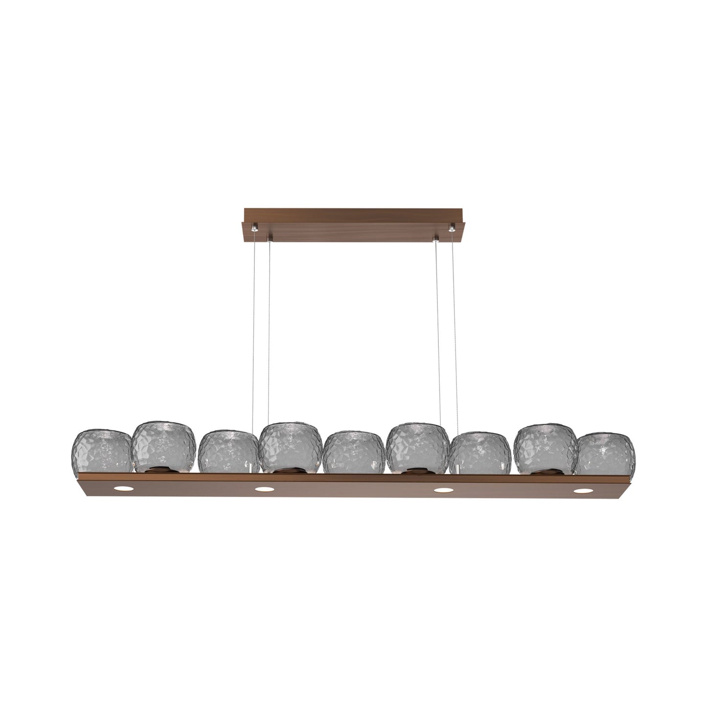 Vessel Linear LED Chandelier in Oil Rubbed Bronze/Smoke Blown Glass.