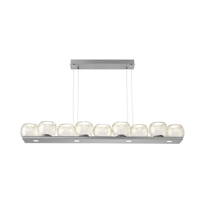 Vessel Linear LED Chandelier in Satin Nickel/Amber Blown Glass.