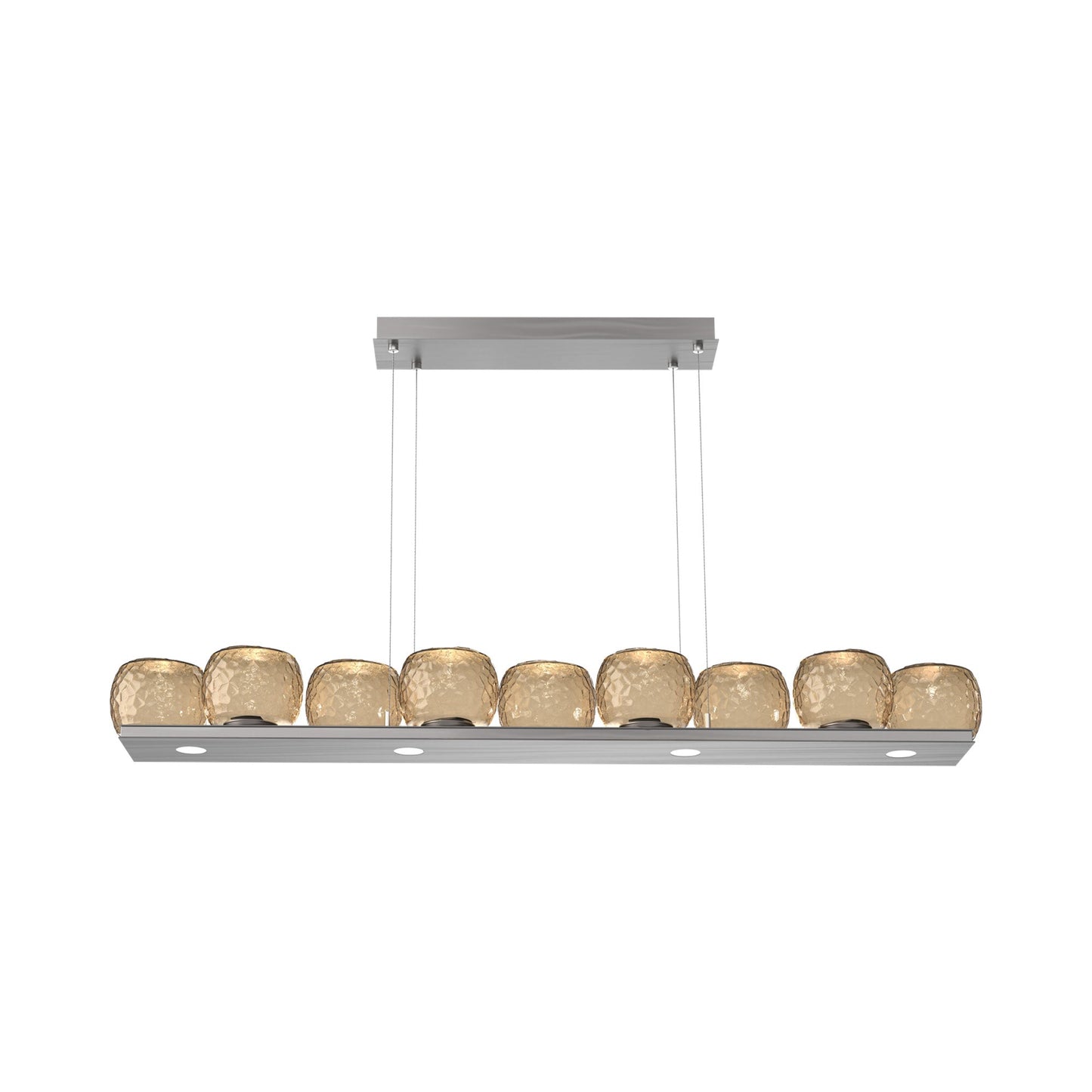 Vessel Linear LED Chandelier in Satin Nickel/Bronze Blown Glass.