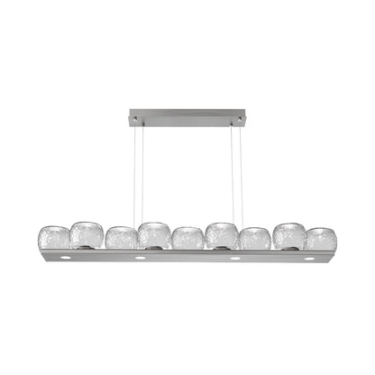 Vessel Linear LED Chandelier in Satin Nickel/Clear Blown Glass.