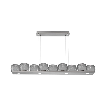 Vessel Linear LED Chandelier in Satin Nickel/Smoke Blown Glass.