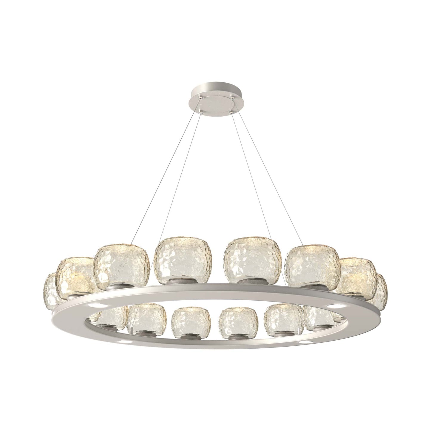 Vessel Ring LED Chandelier in Beige Silver/Amber Blown Glass (47.4-Inch).