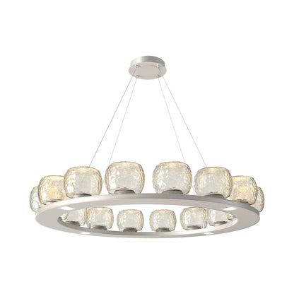 Vessel Ring LED Chandelier in Beige Silver/Amber Blown Glass (47.4-Inch).