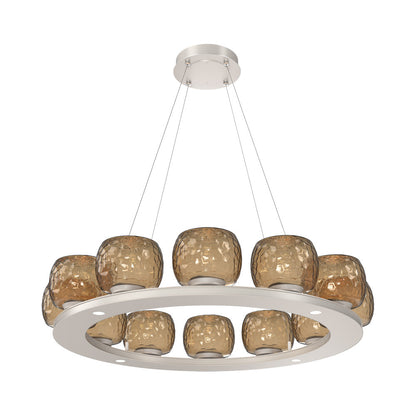 Vessel Ring LED Chandelier in Beige Silver/Bronze Blown Glass (37.2-Inch).