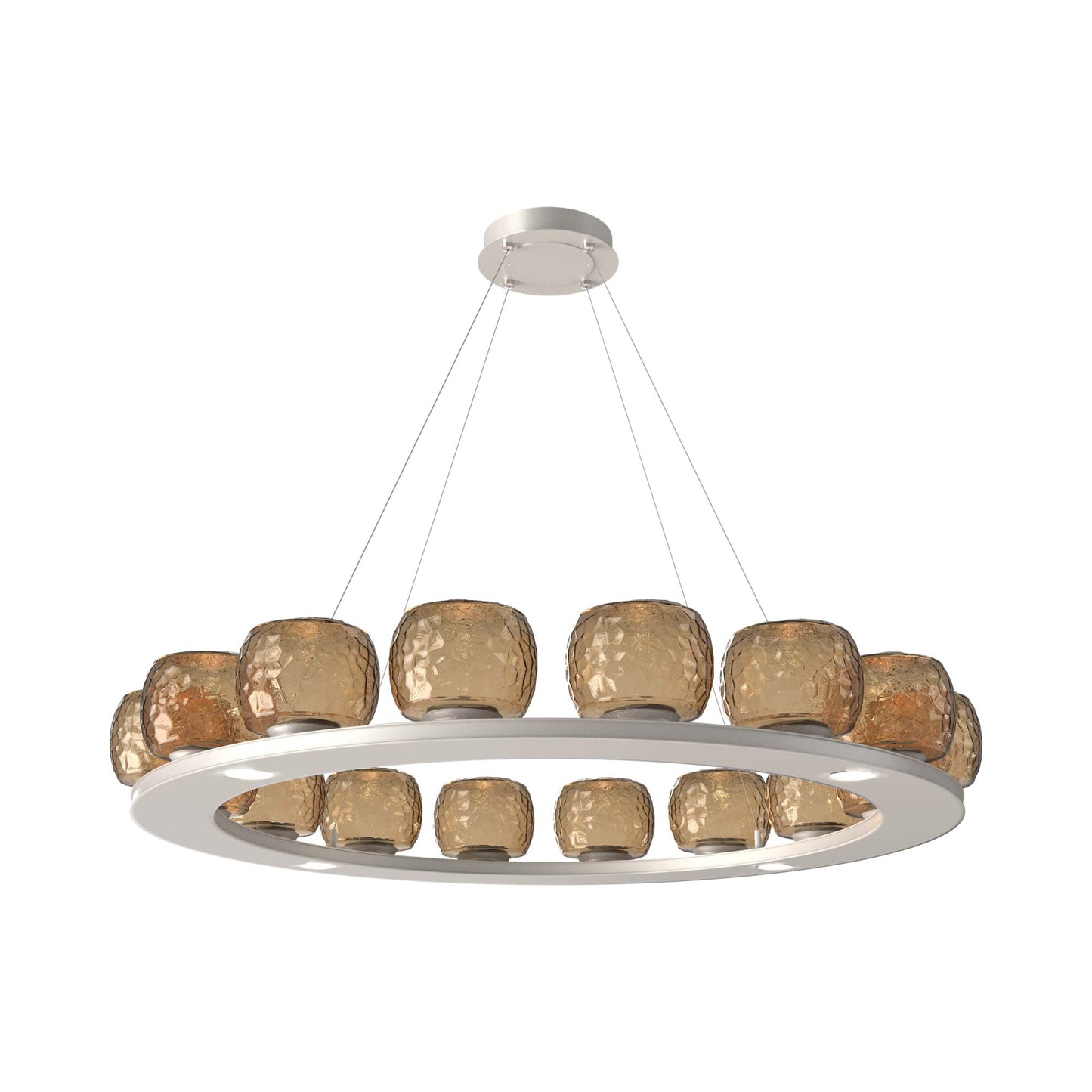 Vessel Ring LED Chandelier in Beige Silver/Bronze Blown Glass (47.4-Inch).