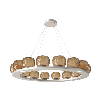 Vessel Ring LED Chandelier in Beige Silver/Bronze Blown Glass (47.4-Inch).