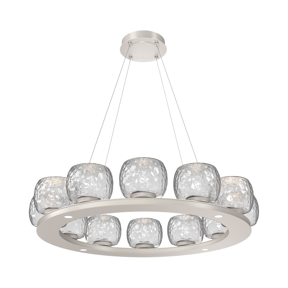 Vessel Ring LED Chandelier in Beige Silver/Clear Blown Glass (37.2-Inch).