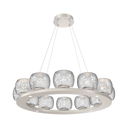 Vessel Ring LED Chandelier in Beige Silver/Clear Blown Glass (37.2-Inch).
