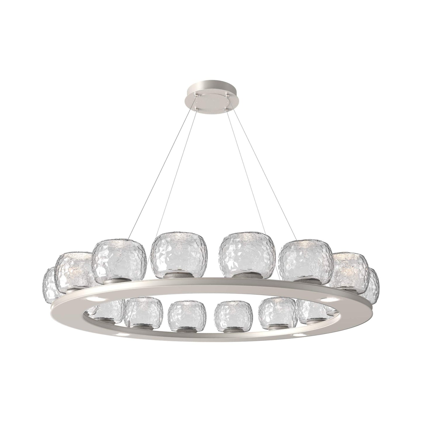 Vessel Ring LED Chandelier in Beige Silver/Clear Blown Glass (47.4-Inch).