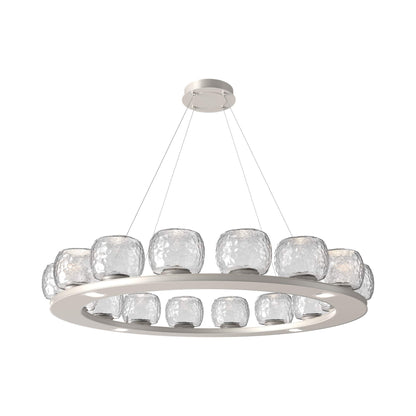 Vessel Ring LED Chandelier in Beige Silver/Clear Blown Glass (47.4-Inch).