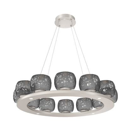 Vessel Ring LED Chandelier in Beige Silver/Smoke Blown Glass (37.2-Inch).