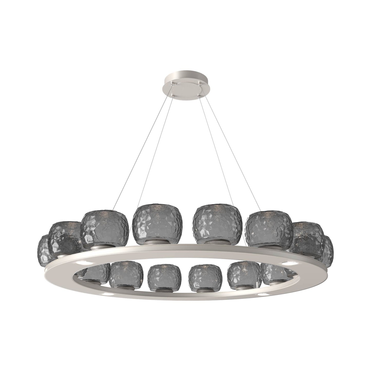 Vessel Ring LED Chandelier in Beige Silver/Smoke Blown Glass (47.4-Inch).