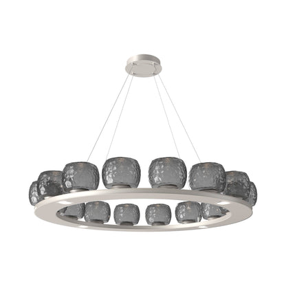 Vessel Ring LED Chandelier in Beige Silver/Smoke Blown Glass (47.4-Inch).