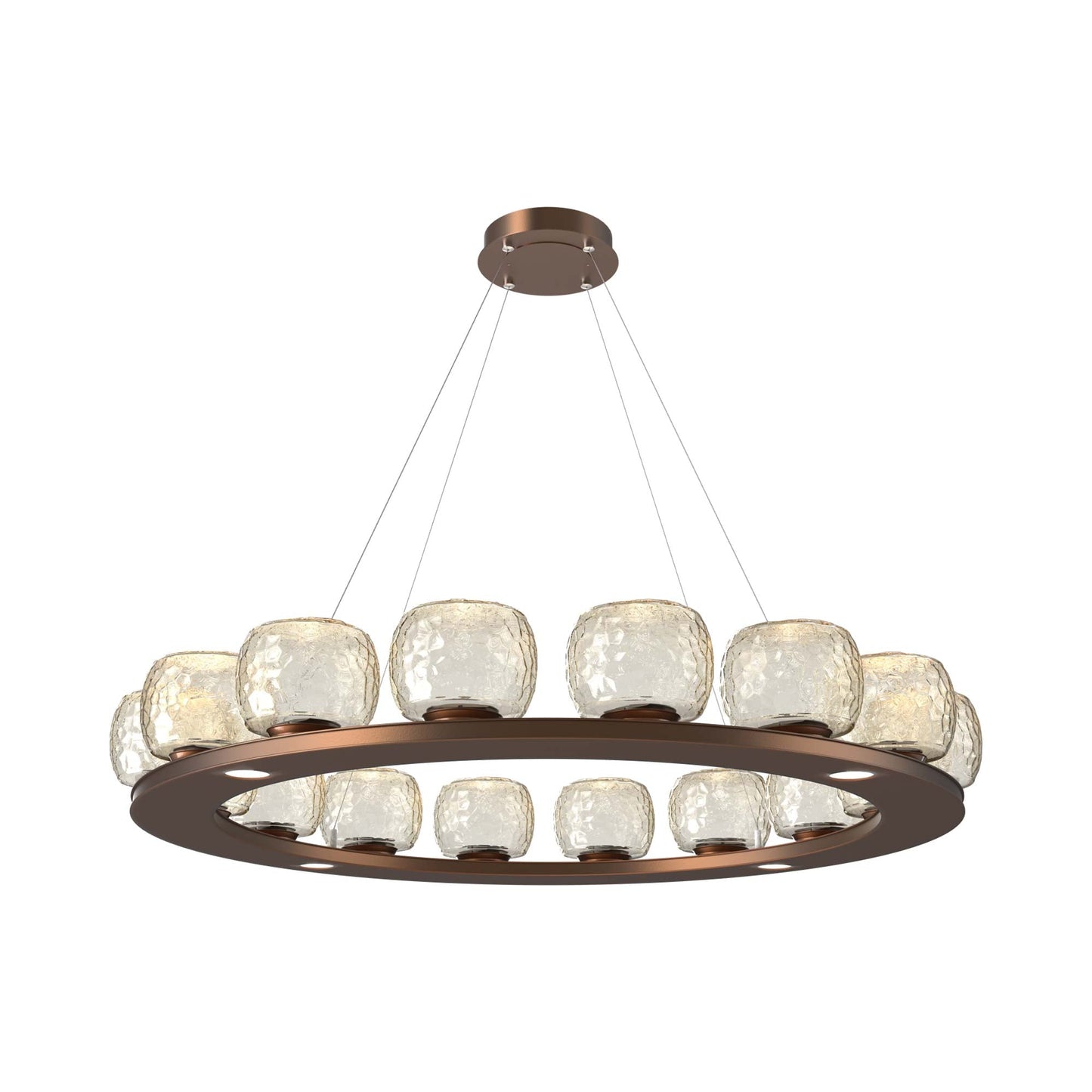 Vessel Ring LED Chandelier in Burnished Bronze/Amber Blown Glass (47.4-Inch).