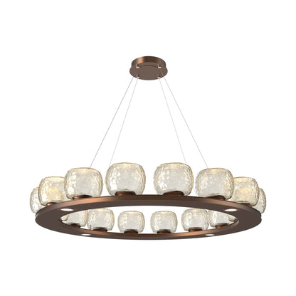 Vessel Ring LED Chandelier in Burnished Bronze/Amber Blown Glass (47.4-Inch).