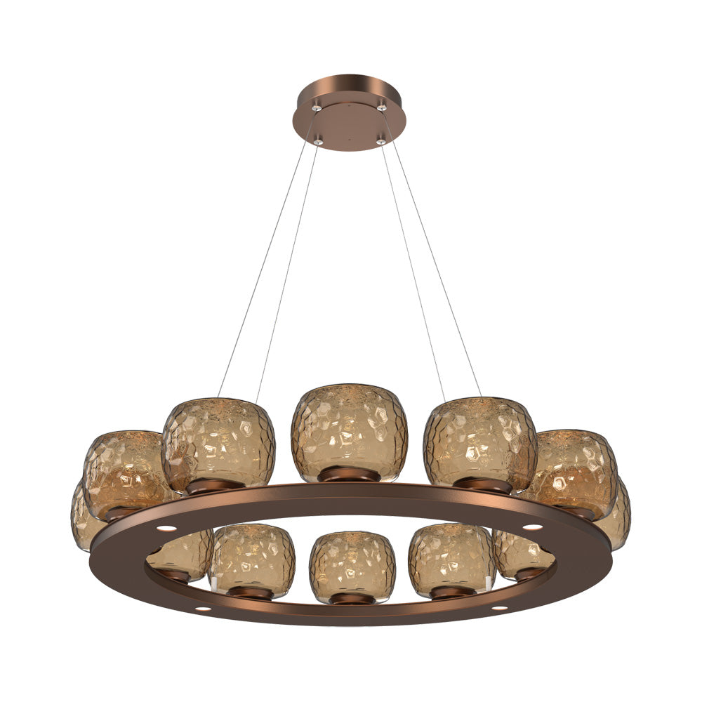 Vessel Ring LED Chandelier in Burnished Bronze/Bronze Blown Glass (37.2-Inch).