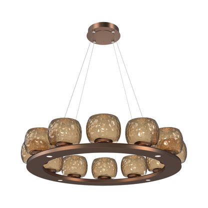 Vessel Ring LED Chandelier in Burnished Bronze/Bronze Blown Glass (37.2-Inch).