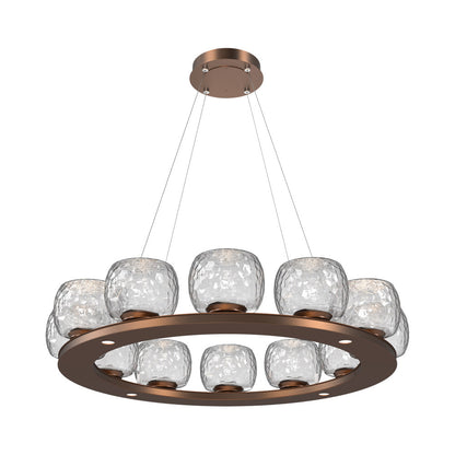 Vessel Ring LED Chandelier in Burnished Bronze/Clear Blown Glass (37.2-Inch).