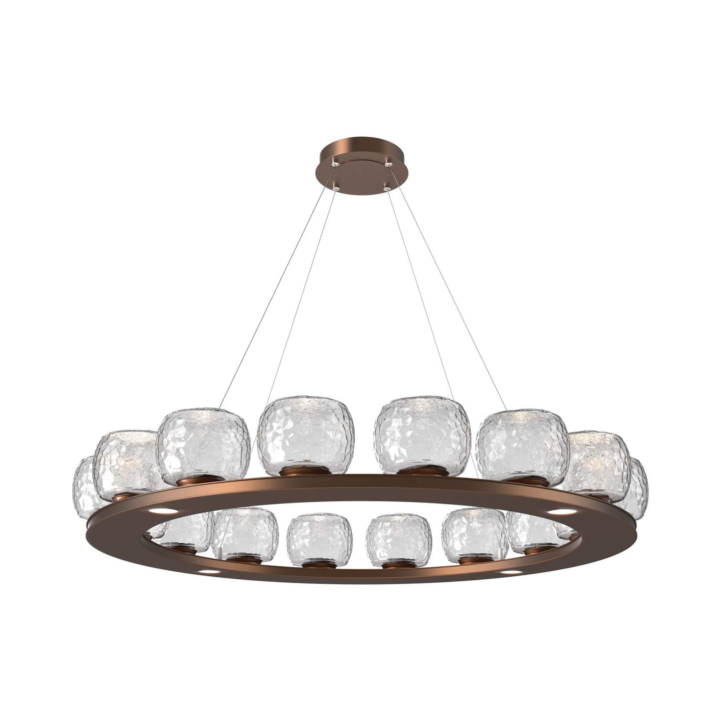 Vessel Ring LED Chandelier in Burnished Bronze/Clear Blown Glass (47.4-Inch).