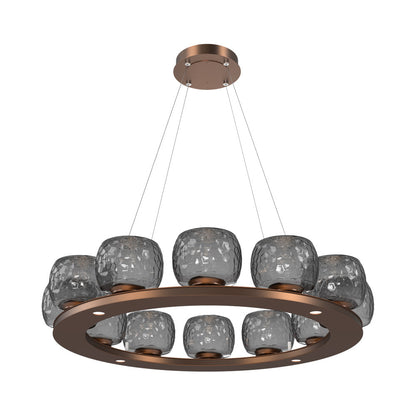Vessel Ring LED Chandelier in Burnished Bronze/Smoke Blown Glass (37.2-Inch).