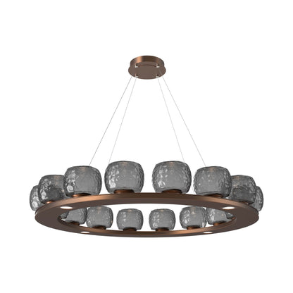 Vessel Ring LED Chandelier in Burnished Bronze/Smoke Blown Glass (47.4-Inch).
