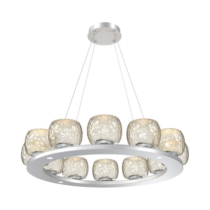 Vessel Ring LED Chandelier in Classic Silver/Amber Blown Glass (37.2-Inch).