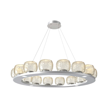 Vessel Ring LED Chandelier in Classic Silver/Amber Blown Glass (47.4-Inch).