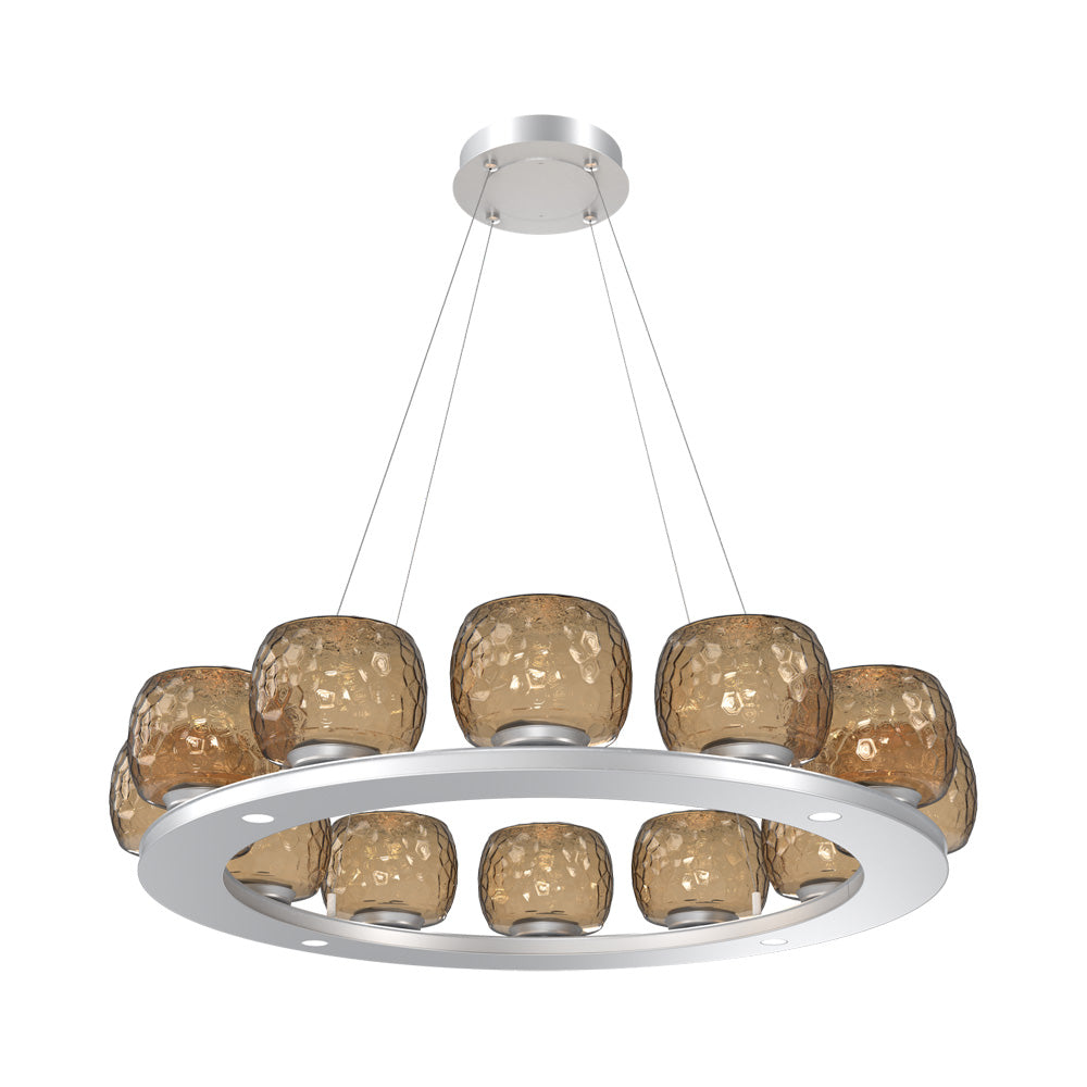 Vessel Ring LED Chandelier in Classic Silver/Bronze Blown Glass (37.2-Inch).