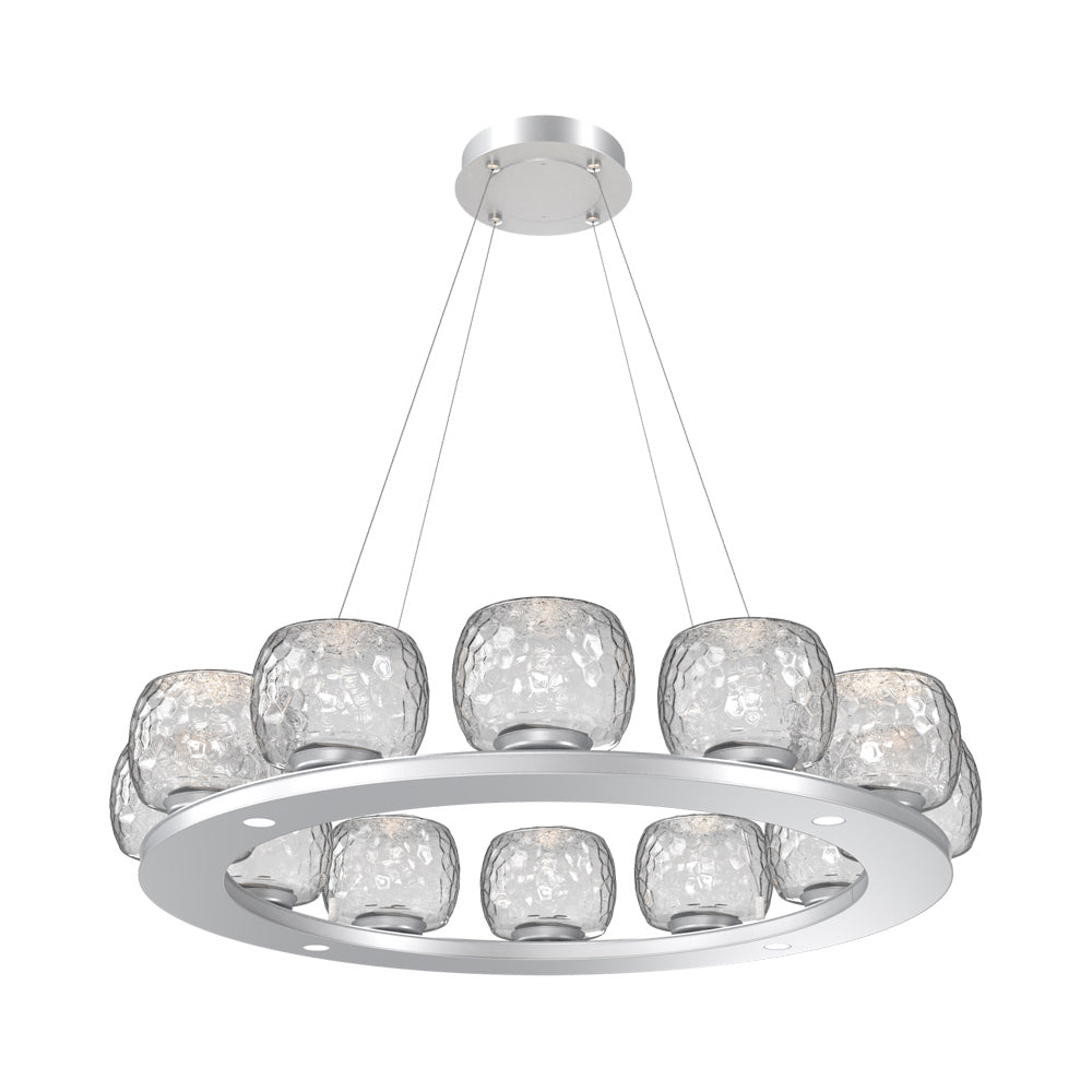 Vessel Ring LED Chandelier in Classic Silver/Clear Blown Glass (37.2-Inch).