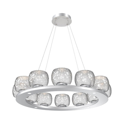 Vessel Ring LED Chandelier in Classic Silver/Clear Blown Glass (37.2-Inch).