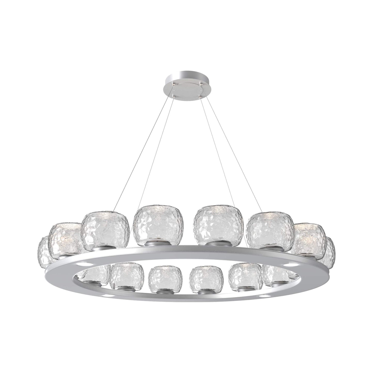 Vessel Ring LED Chandelier in Classic Silver/Clear Blown Glass (47.4-Inch).