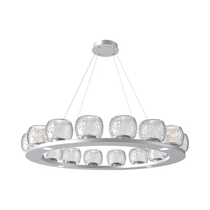Vessel Ring LED Chandelier in Classic Silver/Clear Blown Glass (47.4-Inch).