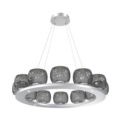 Vessel Ring LED Chandelier in Classic Silver/Smoke Blown Glass (37.2-Inch).