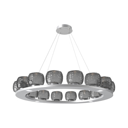 Vessel Ring LED Chandelier in Classic Silver/Smoke Blown Glass (47.4-Inch).