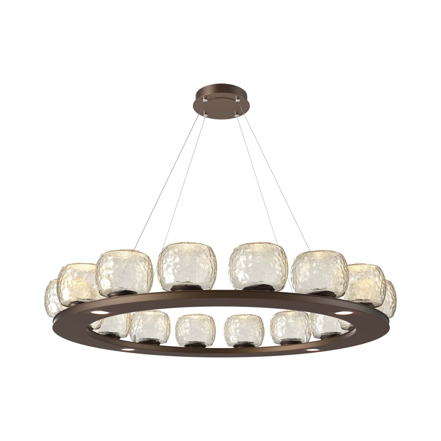 Vessel Ring LED Chandelier in Flat Bronze/Amber Blown Glass (47.4-Inch).