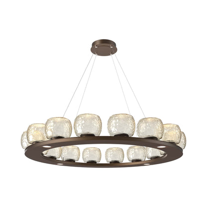 Vessel Ring LED Chandelier in Flat Bronze/Amber Blown Glass (47.4-Inch).