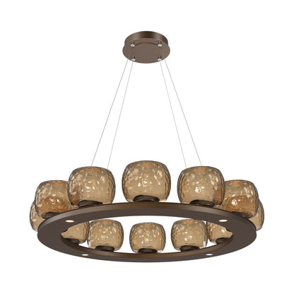 Vessel Ring LED Chandelier in Flat Bronze/Bronze Blown Glass (37.2-Inch).