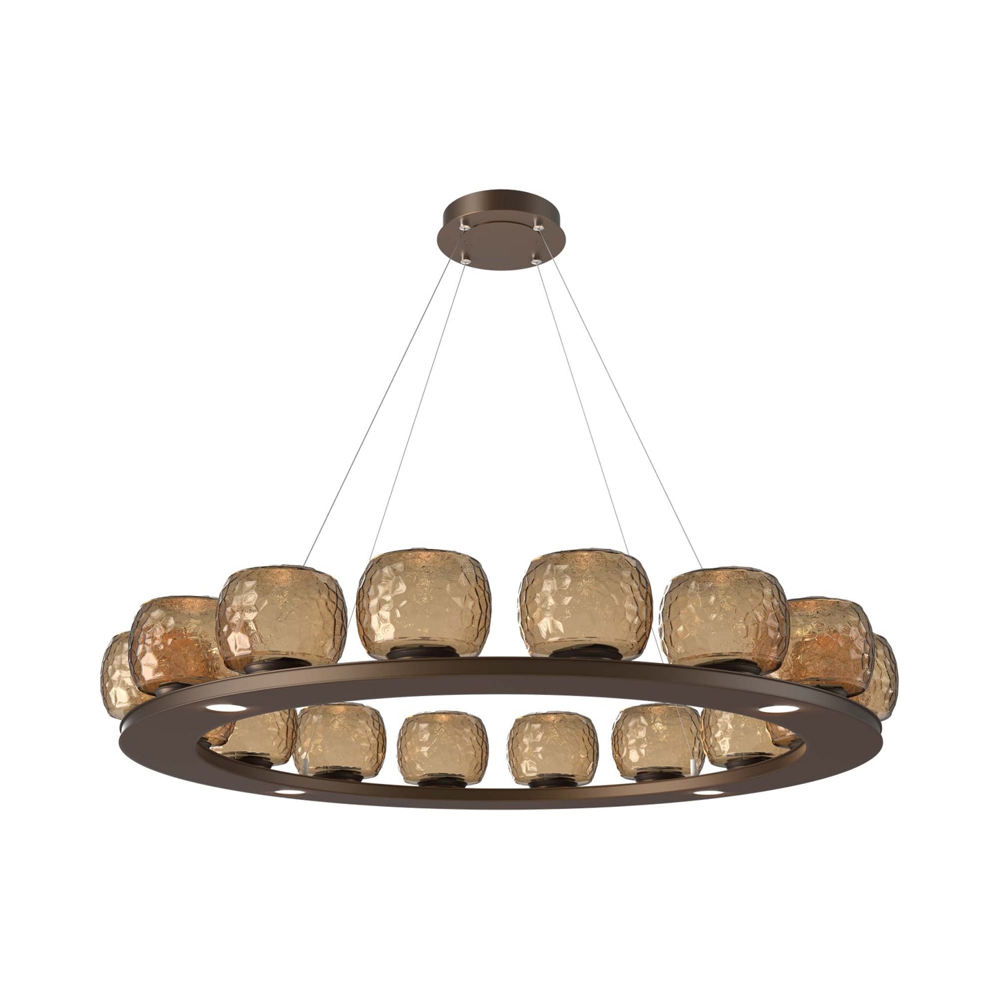 Vessel Ring LED Chandelier in Flat Bronze/Bronze Blown Glass (47.4-Inch).